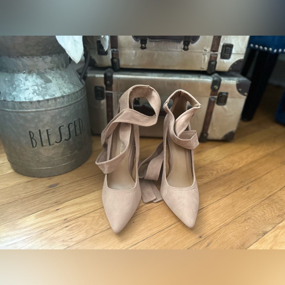Tie-Up Faux Suede Pumps